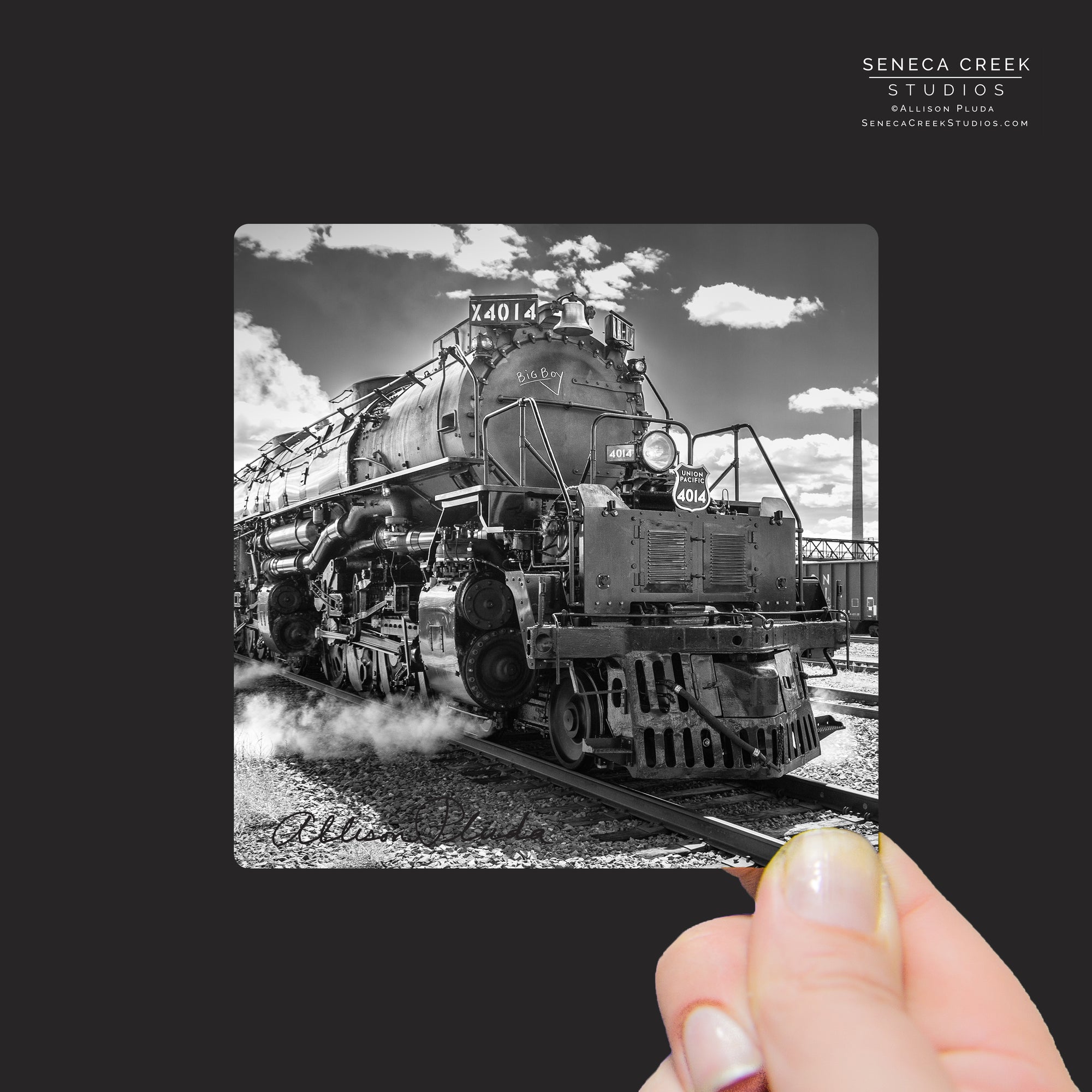 "UP Steam Locomotive Train Big Boy No. 4014 Rolling by Laramie, Wyoming" Mini Metal Print - Seneca Creek Studios
