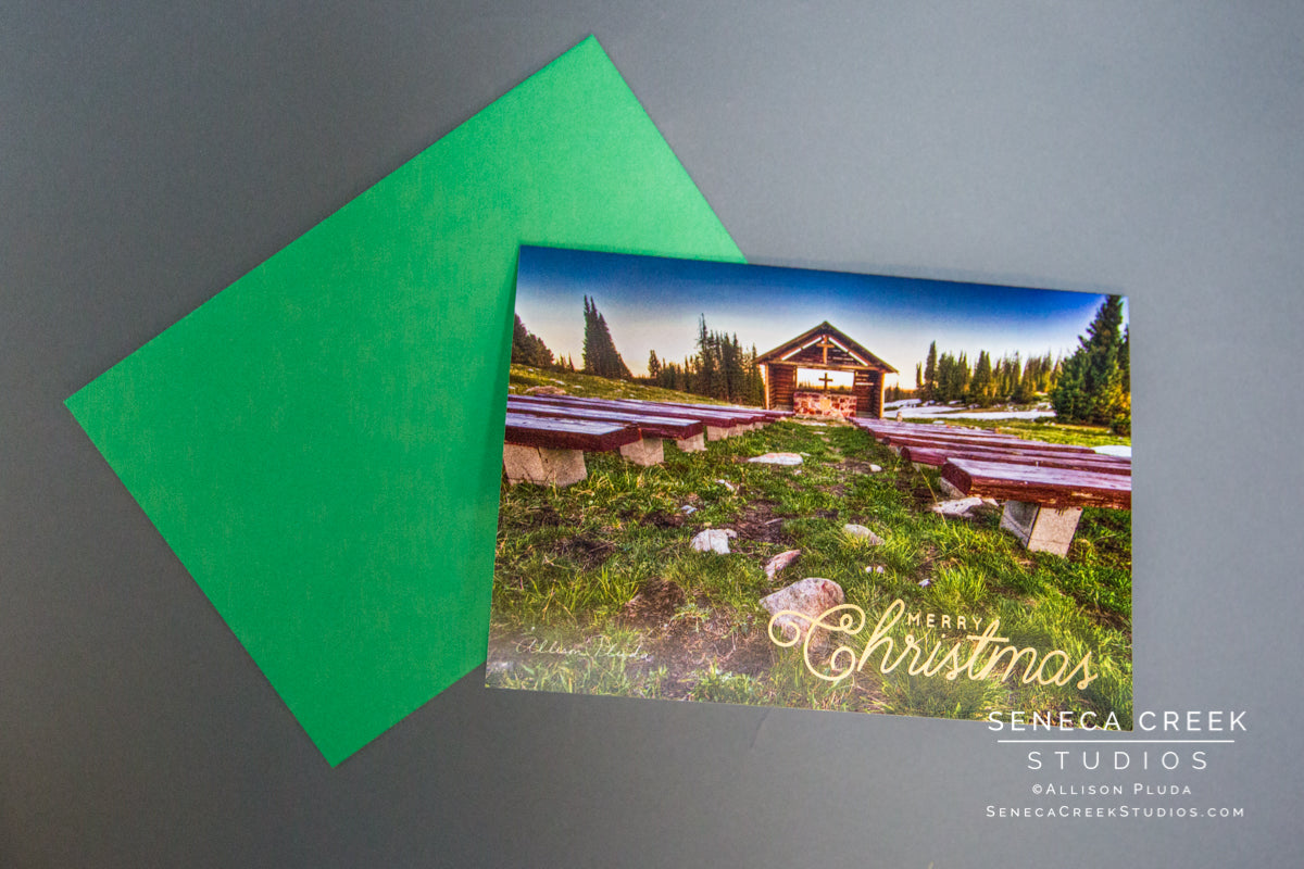 "Wyoming Mountain Chapel" Merry Christmas Card - Seneca Creek Studios