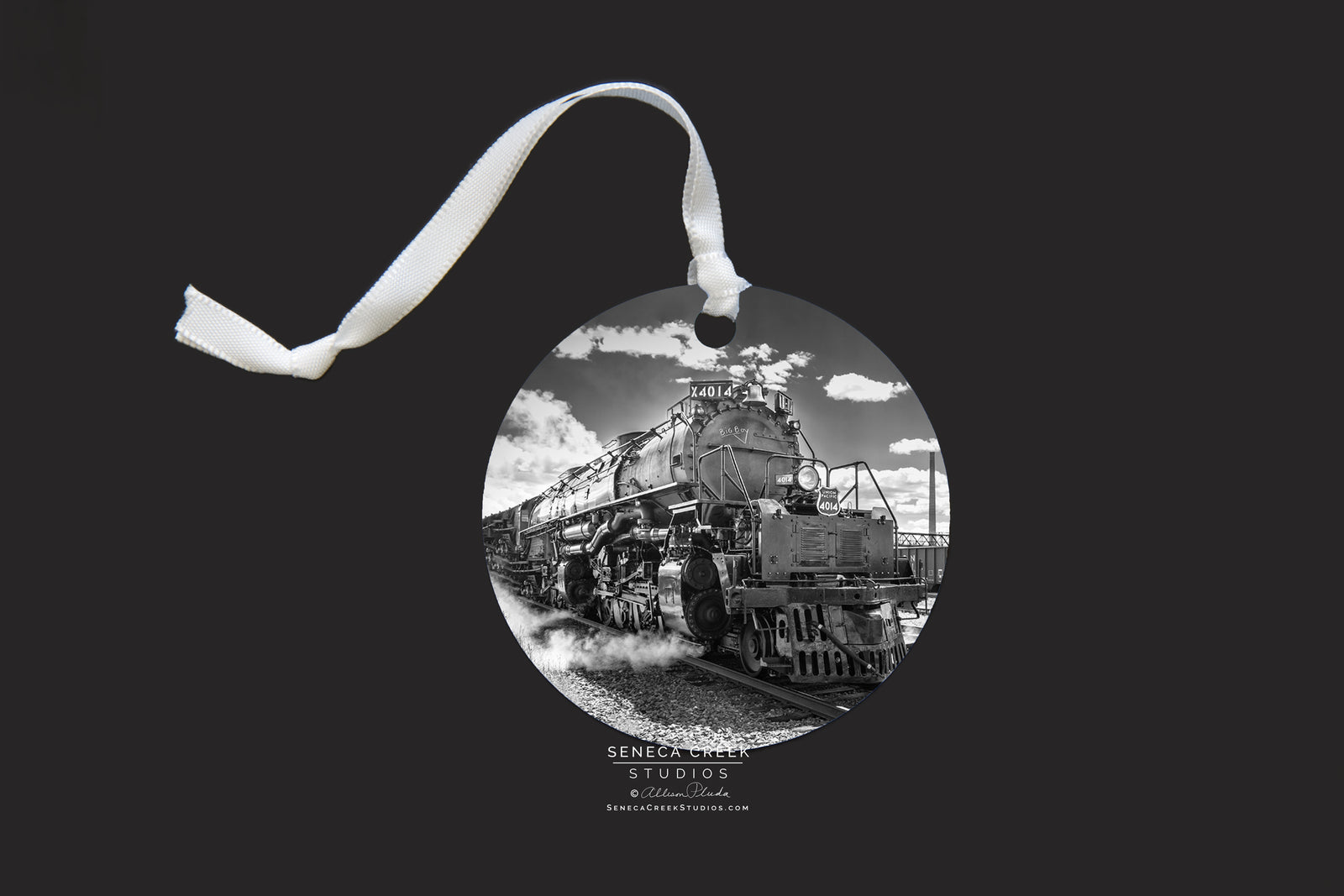 "Big Boy Steam Engine Train” Fine Art Metal Print Ornaments