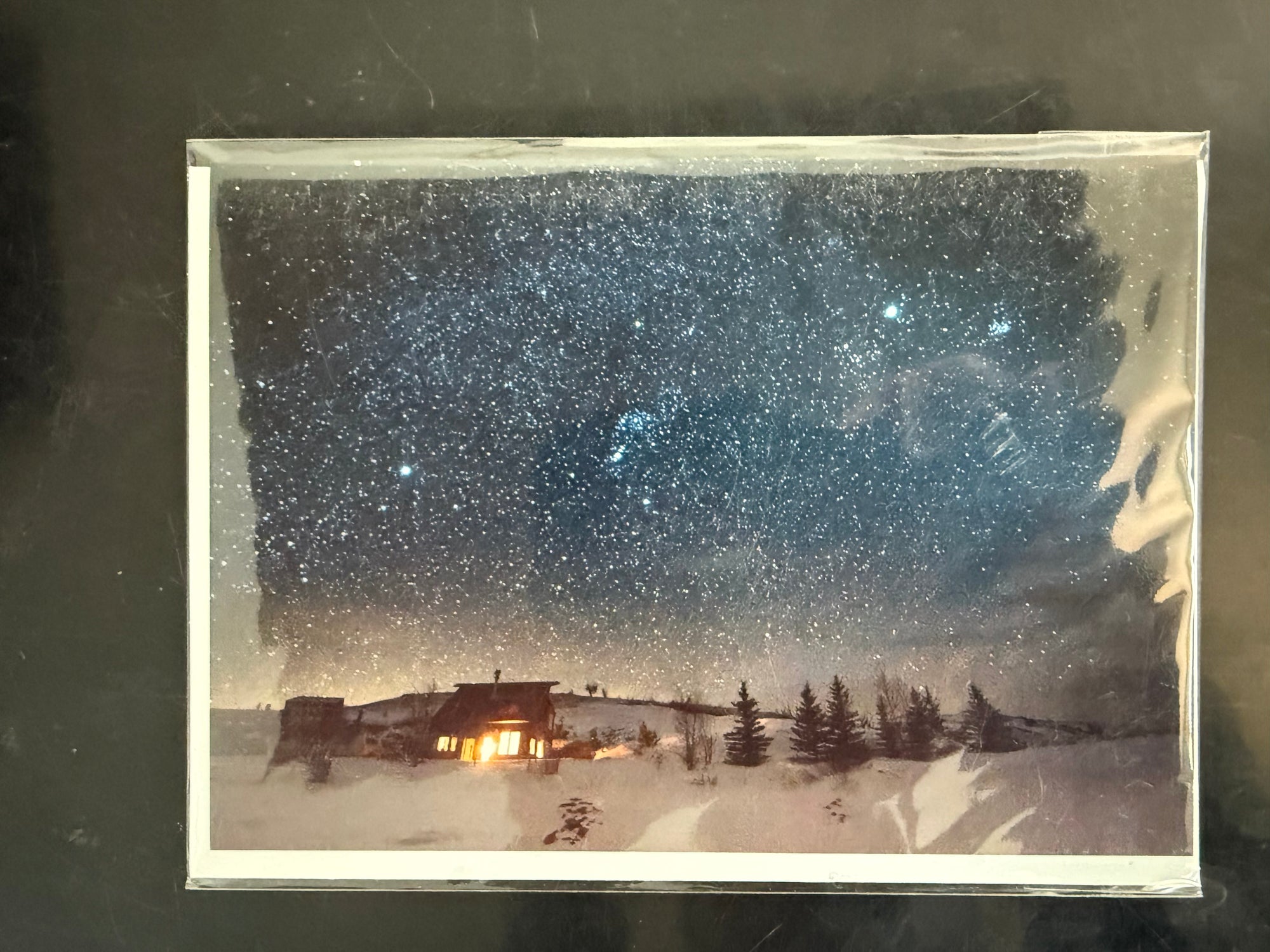 "Starry Winter Cabin" Photo Art Greeting Card - Limited Edition