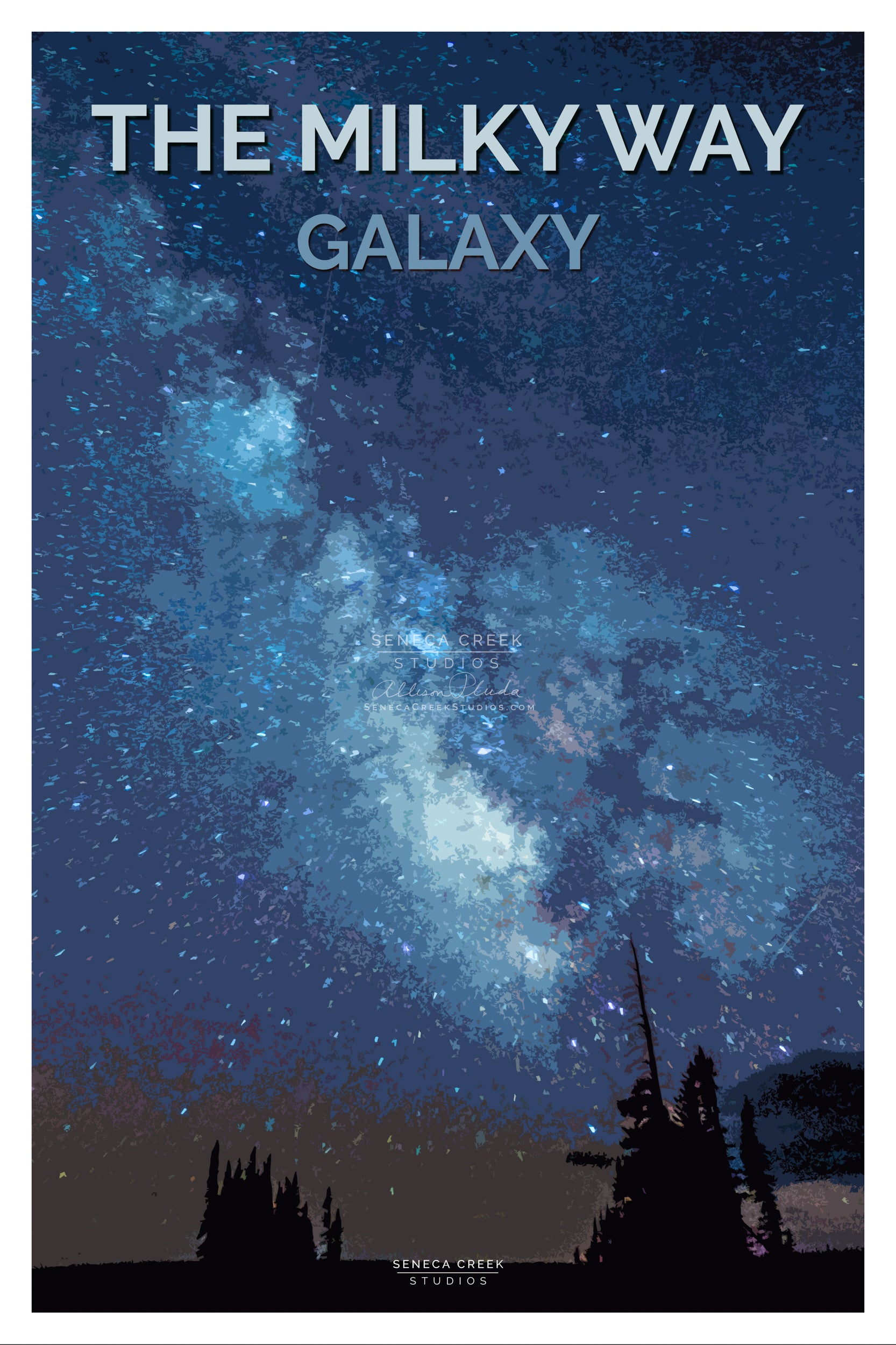 “The Milky Way Galaxy, Dark Night Sky Stars” 12x18 High Quality Vintage Poster Art Print - Original Artwork