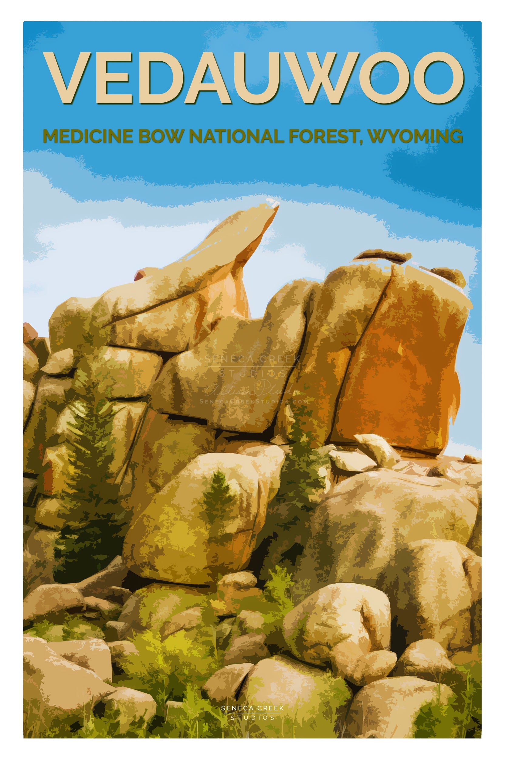 “Vedawuoo, Medicine Bow National Forest” 12x18 High Quality Poster Art Print - Original Artwork - Laramie, Wyoming, Nautilus by Allison Pluda / Seneca Creek Studios