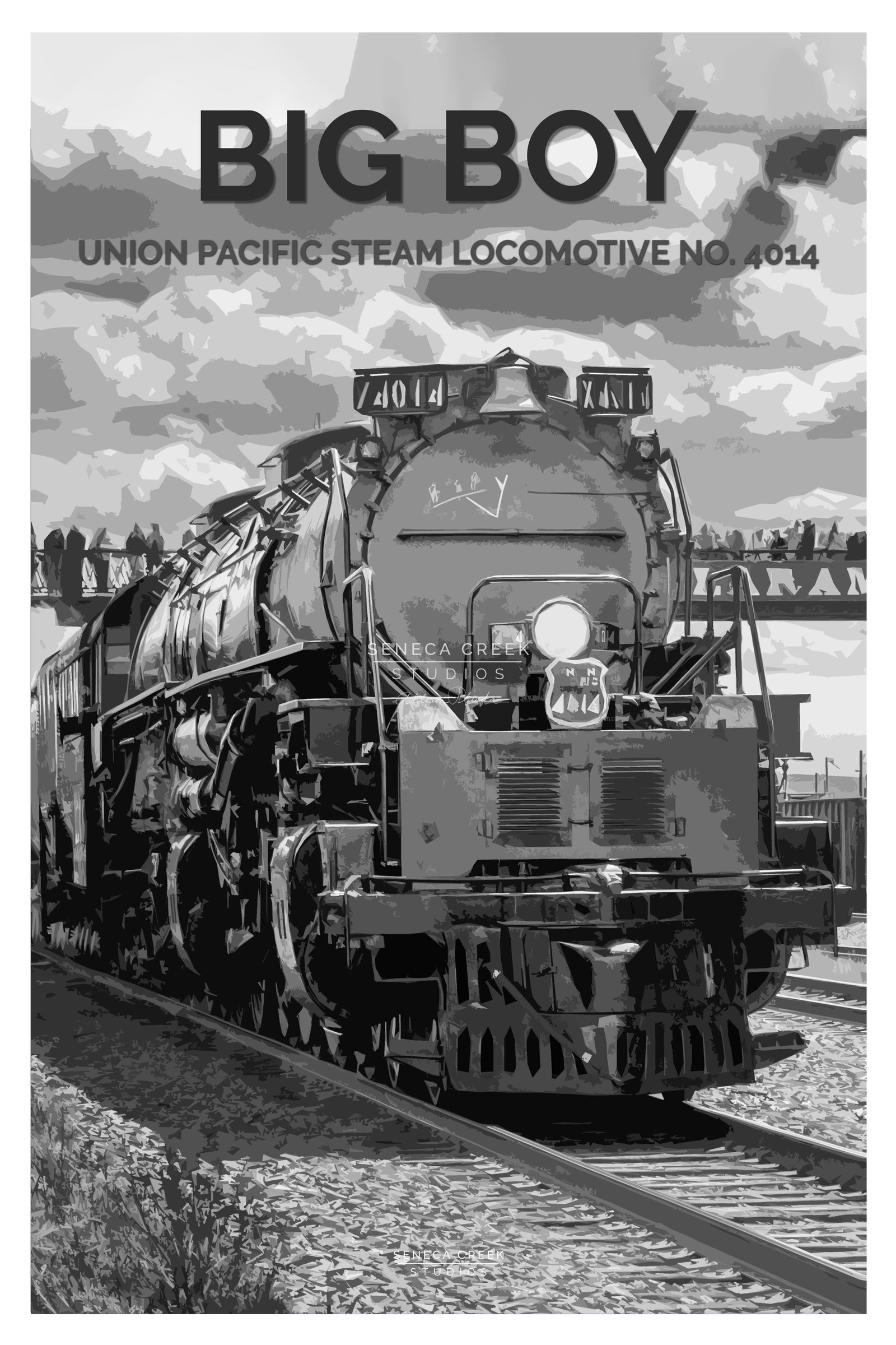 “Big Boy Union Pacific Steam Locomotive Train No. 4014” 12x18 High Quality Vintage Poster Art Print - Original Artwork