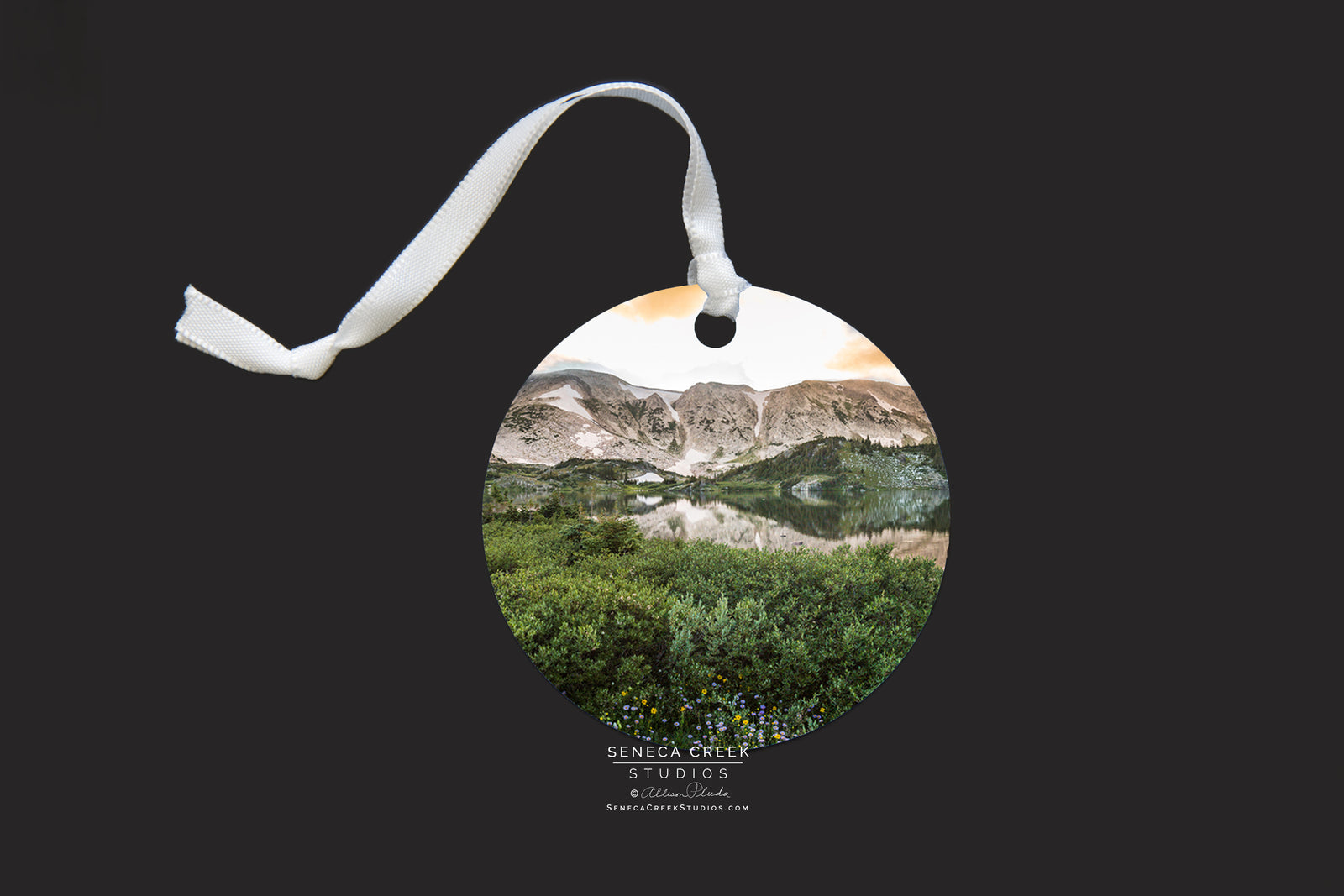 "Snowy Range Mountains” Fine Art Metal Print Ornaments