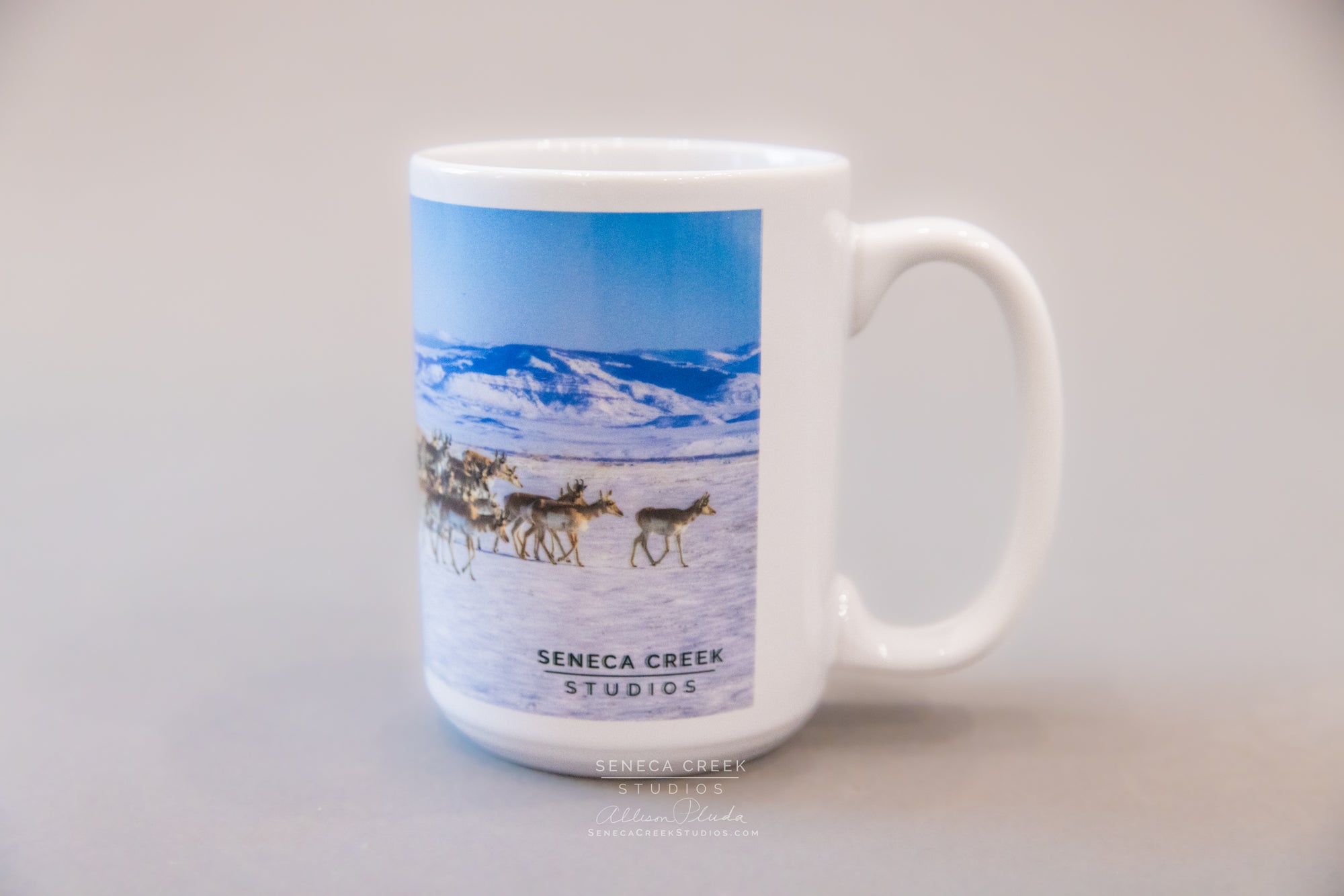 "Spring Herd of Pronghorn Antelope, Laramie Valley, Wyoming" Large 15 oz. Ceramic Coffee Mug