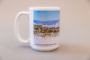 "Spring Herd of Pronghorn Antelope, Laramie Valley, Wyoming" Large 15 oz. Ceramic Coffee Mug