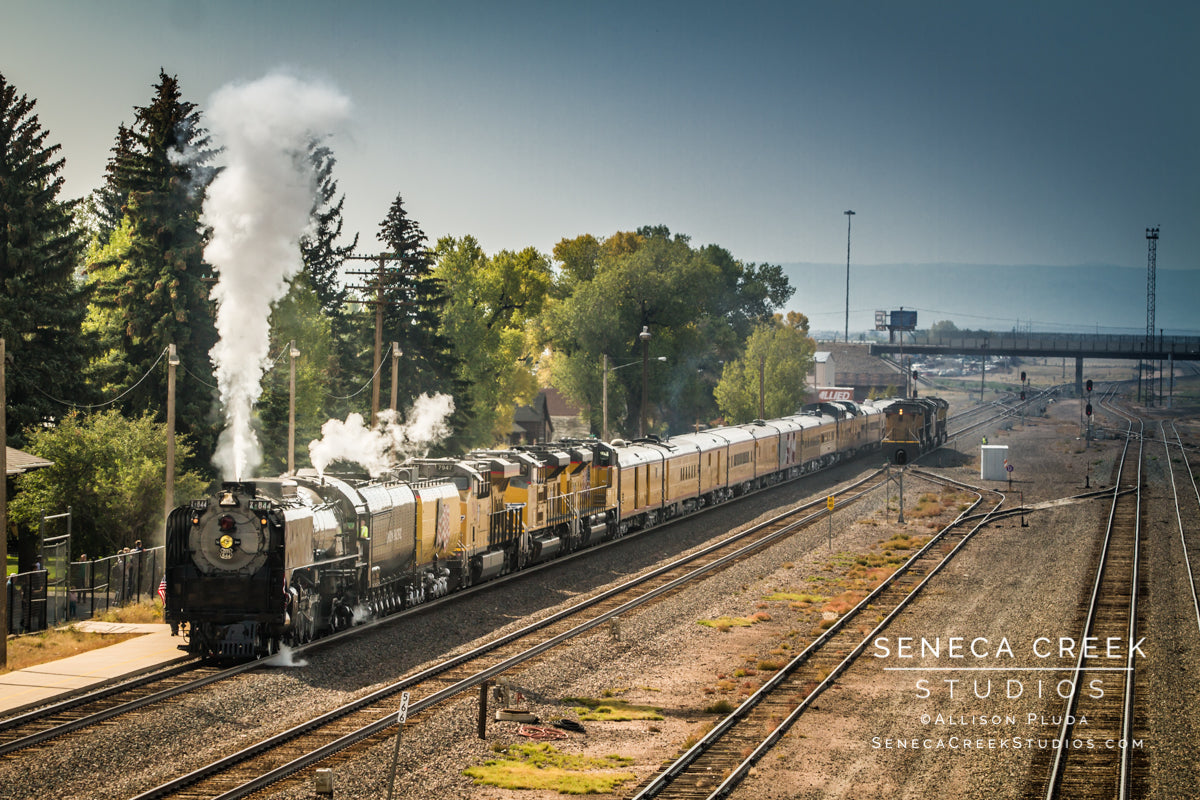 "Union Pacific Steam Locomotive Train #844, Train Depot, Downtown Laramie, Wyoming" Fine Art Photography Print - Seneca Creek Studios