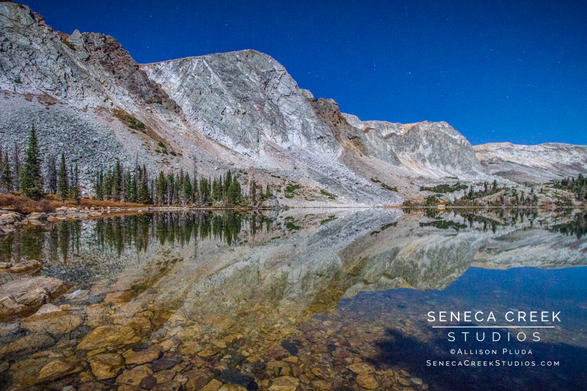 "Lake in Moonlight, Rocky Mountains Wyoming" Fine Art Photographic Print - Seneca Creek Studios