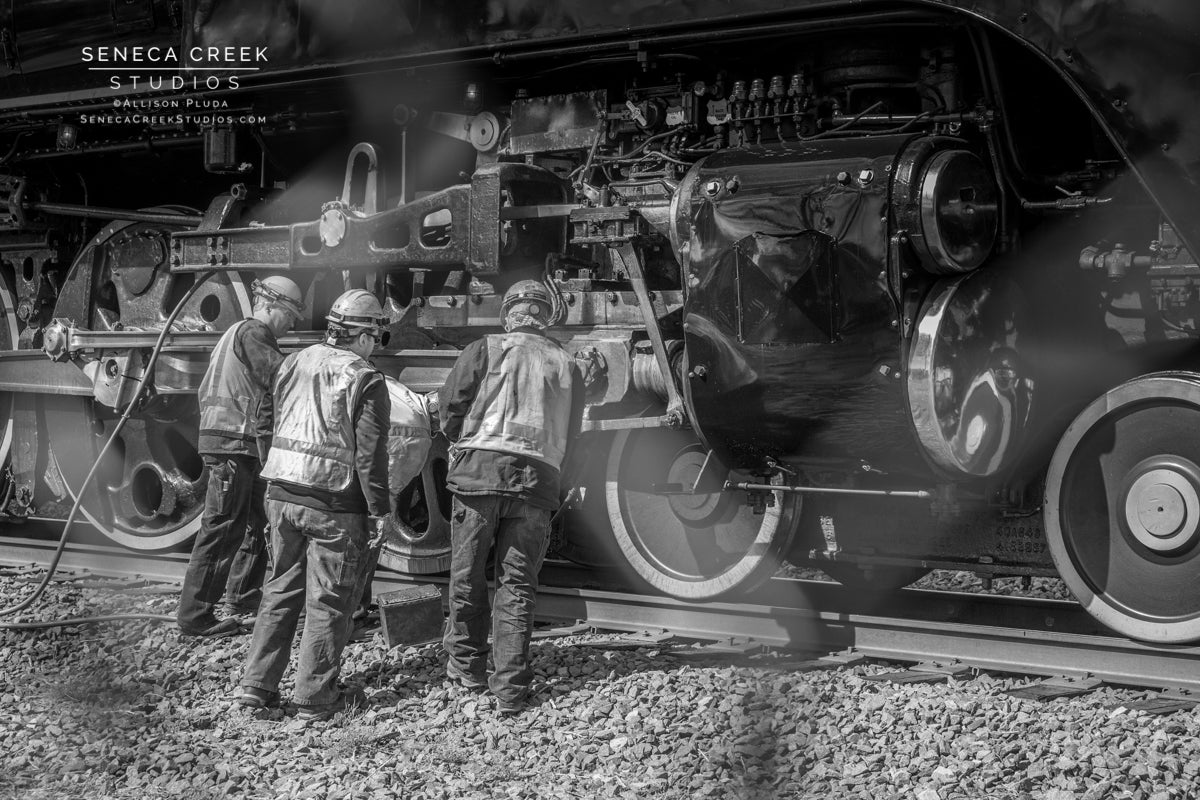 "Working on the Living Legend, Stem Locomotive 844 in Laramie, Wyoming" Fine Art Photography Print - Seneca Creek Studios