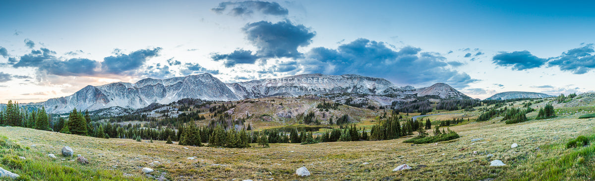 Late Summer Sunset Snowy Range Mountains, Wyoming Panoramic Fine Art Print - Seneca Creek Studios