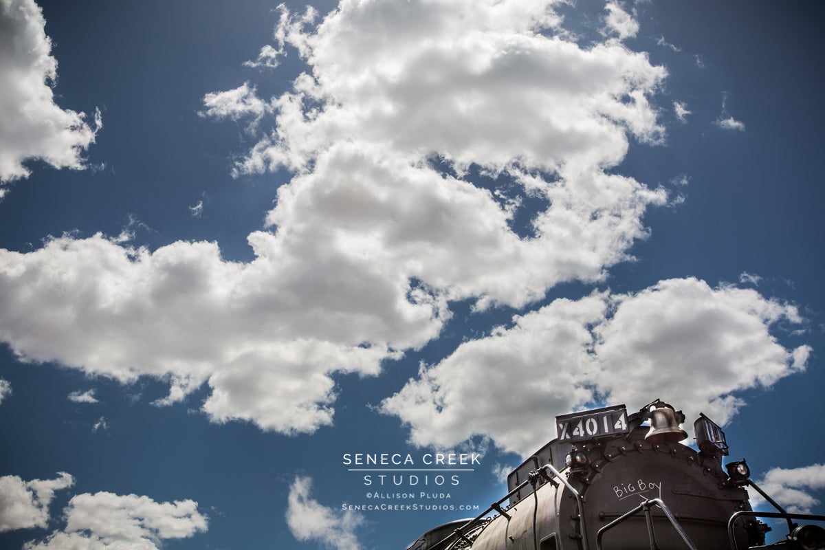Blue Sky and the UP Steam Locomotive Train Big Boy No. 4014 in Laramie, Wyoming - Seneca Creek Studios