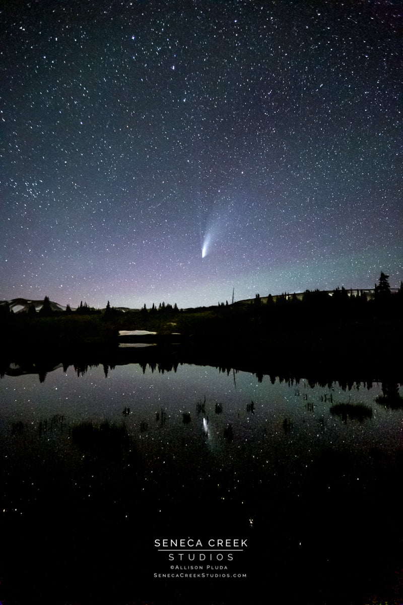 "Comet NEOWISE Reflected in Lake, Snowy Range, Wyoming" Fine Art Photography Print - Seneca Creek Studios
