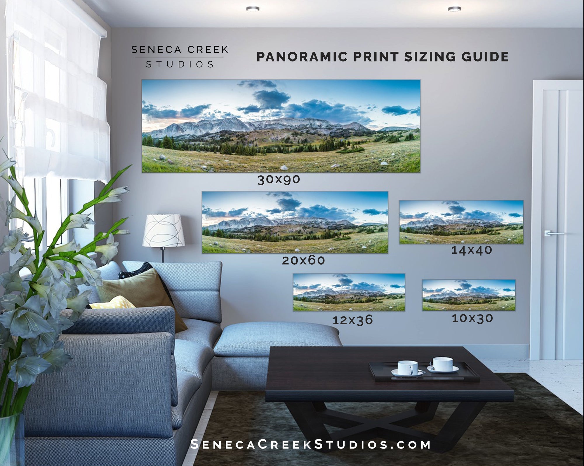 Late Summer Sunset Snowy Range Mountains, Wyoming Panoramic Fine Art Print - Seneca Creek Studios